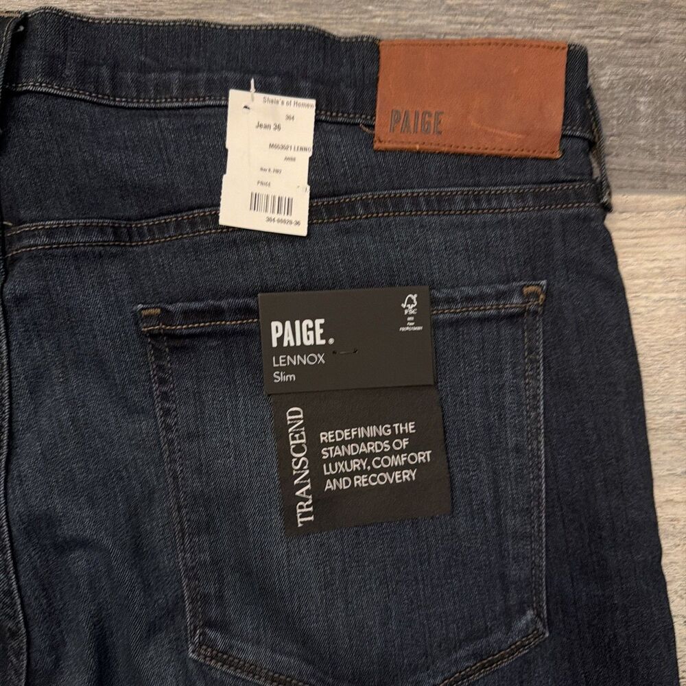 PAIGE Lennox Mens 36 Blue Dark Wash Denim Straight Leg Jeans Cotton Blend - Picture 8 of 8